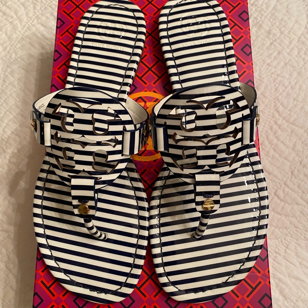 Tory Burch Miller Nautical Stripes Sandals